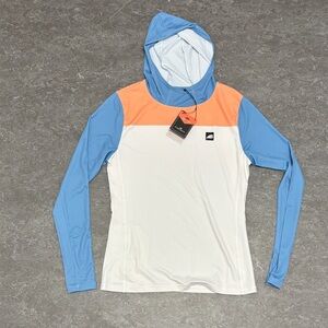 Belong Designs Womens block sun hoodie white blue orange Small NWT